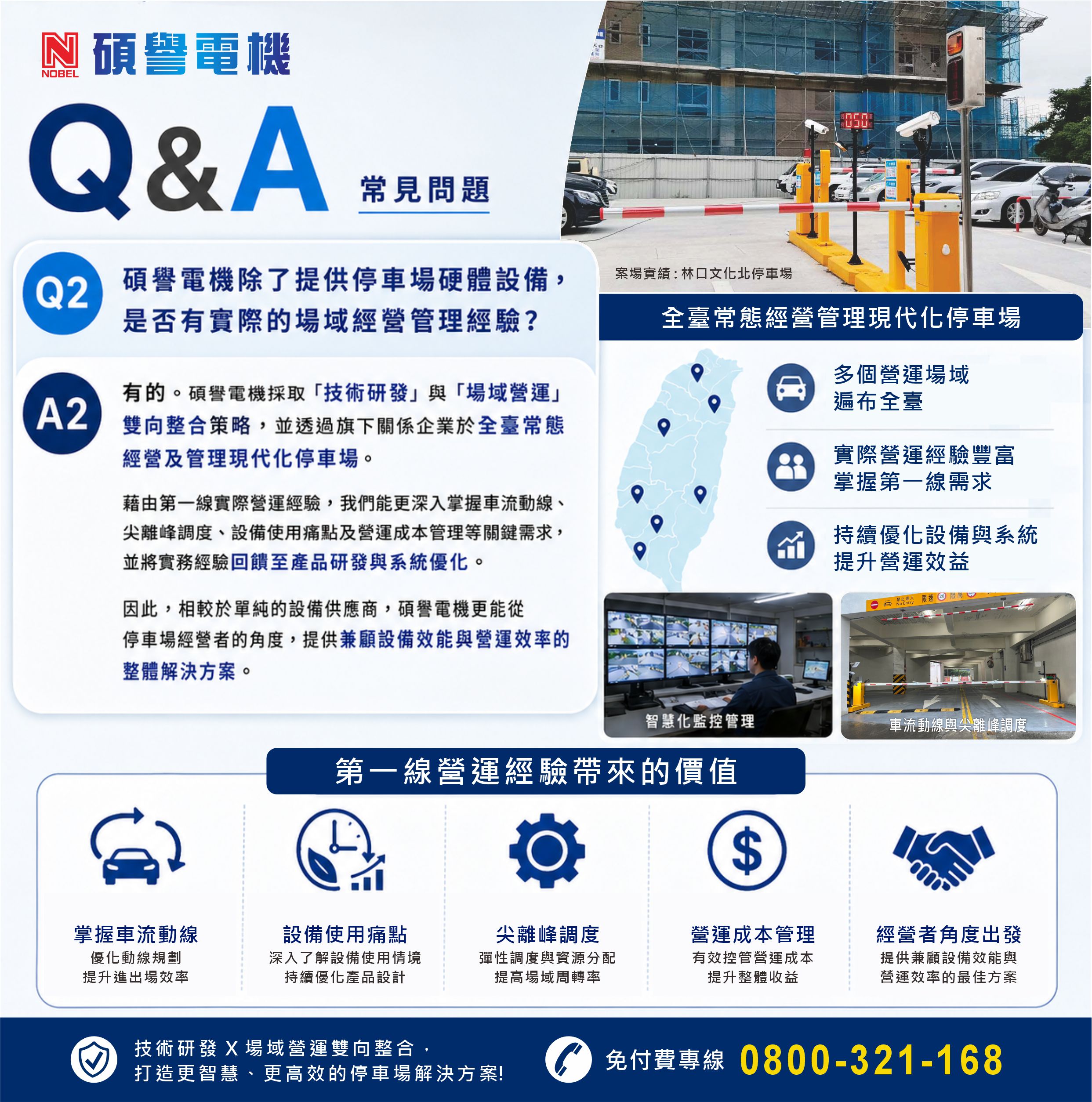 Q2：碩譽電機除了提供停車場硬體設備，是否有實際的場域經營管理經驗？